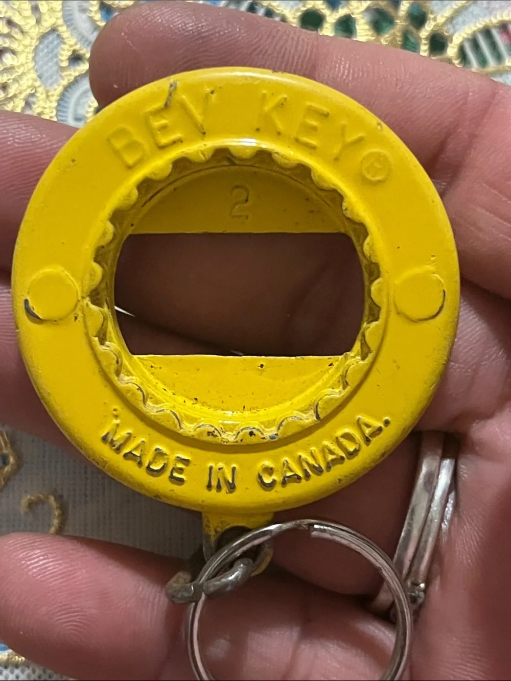 Yellow Smiley Face Keychain Bottle Opener - Men’s Key & Card Accessory